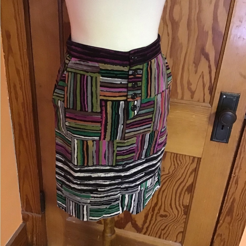 Anthropologie Odille bright striped velvet skirt - Picture 6 of 13